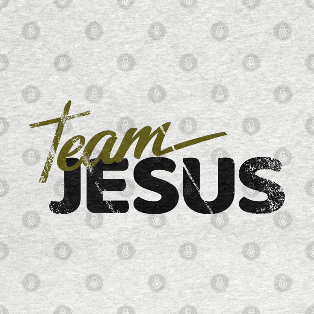 Team Jesus Catholic Distressed Christian Tee | Burnt Yellow and White by jonathanptk